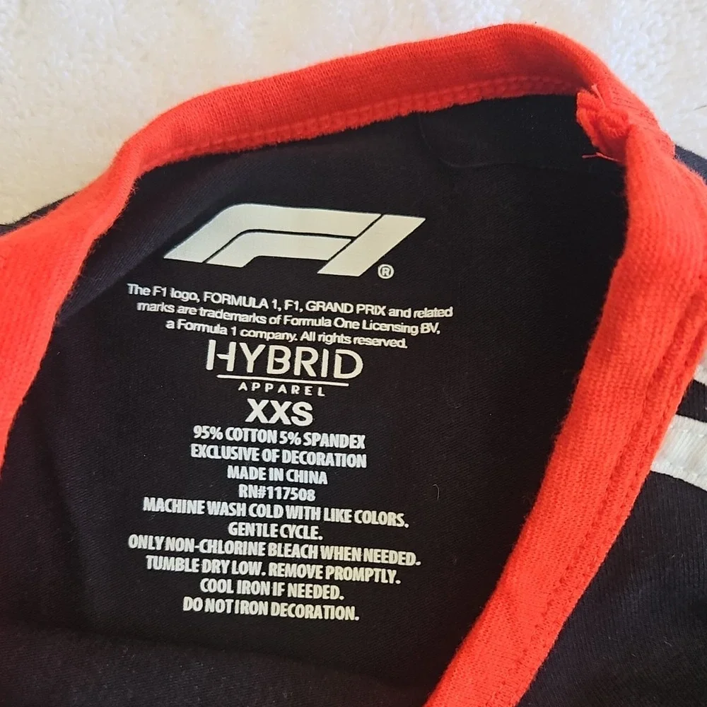 Hybrid Apparel Formula 1‎ Racing Division Pit Crew Shirt XXS Black Red White